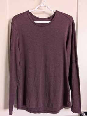 Lululemon 5 Year Basic Long Sleeve Crew Neck Maroon Slim Fit Shirt Medium